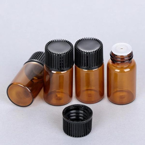 Aufbewahrungsflaschen 1 ml 2 ml 3 ml 5 ml Mini-Flasche leeres Glas Bernstein ätherisches Öl mit Öffnungsreduzierer nachfüllbare Fläschchen Kosmetik