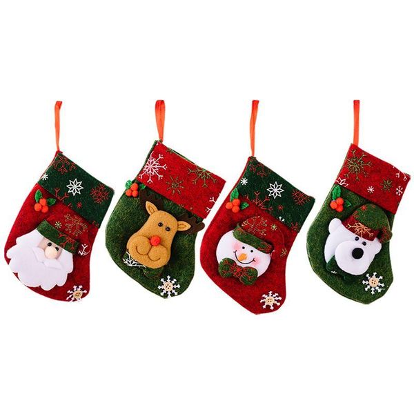 Decorazioni natalizie Mini calze Addobbi per l'albero di Natale Babbo Natale Pupazzo di neve Renne Titolari di carta regalo Sierware Xbjk2209 Drop Deliv Dhblk