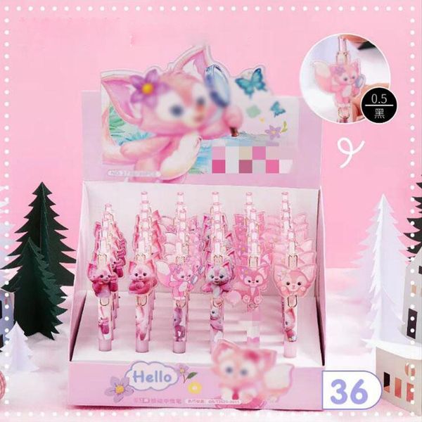 Pens 36 PC/Lot Creative Fox Press Jel Kalem Sevimli 0.5mm Siyah Mürekkep İmza Pens Kırtasiye Hediye Ofis Okulu Malzemeleri Toptan Satış