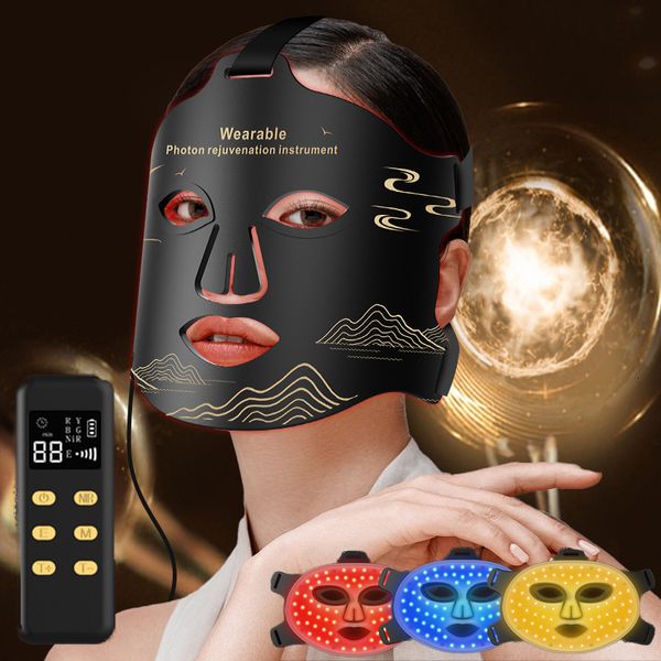 Massaggiatore viso 3D LED a infrarossi Terapia della luce rossa Collo Maschera in silicone Ringiovanimento della pelle Antirughe Schiarisci Anti invecchiamento Pon 230629