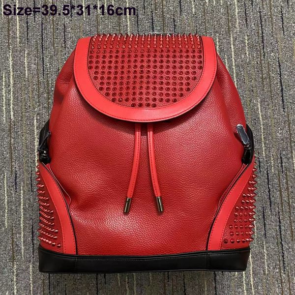 Bolsas de couro genuíno estilo estudante bolsas de viagem redsbottom marcas masculinas mulheres rebite mochila famosa bolsa de designer meninas meninos moda bolsas escolares