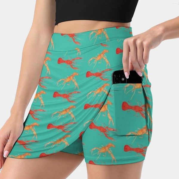 Saias Crawfish-Teal Saia Feminina Esportiva com Bolso Moda Estilo Coreano 4Xl