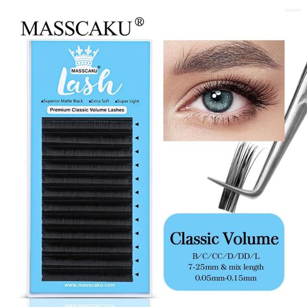 Накладные ресницы MASSCAKU Classic Volume Mix Trays Cilios Fluffy Glitter Individual Lashes Softer Natural Darker Ventilador D Curl Fan