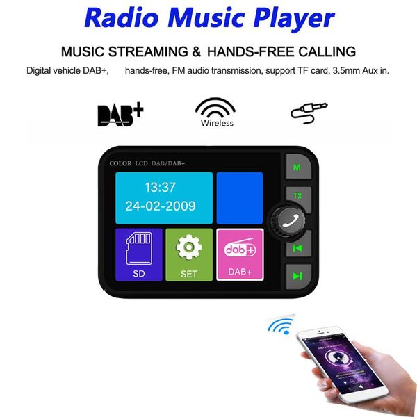 Schichten Stereo MP3 -Player 2,4 Zoll LCD -Farbbildschirm Digitales Signal -Signaladapter DAB+ Empfänger DAB Radio Receiver Freifree für Auto