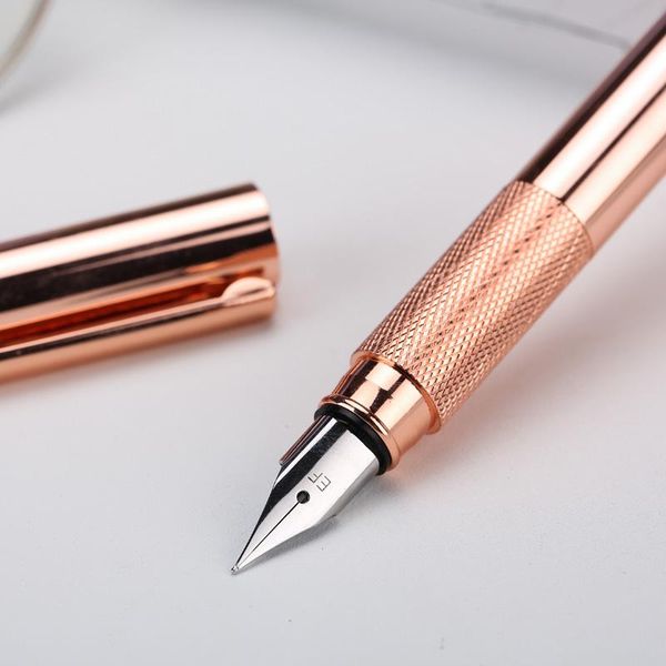 Pens M G Rose Gold Luxury Fountain Pen Metal Liquid Ink Pen Conjunto de 0,38 mm de caligrafia de 0,5 mm