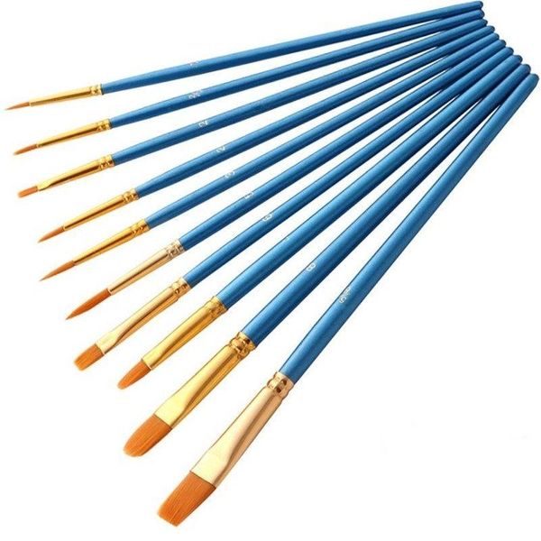 Malerei liefert 10 teile/satz Pinsel Runde Spitze Spitze Nylon Haar Künstler Pinsel Für Acryl Öl Aquarell Gesicht Nail Art dhptm