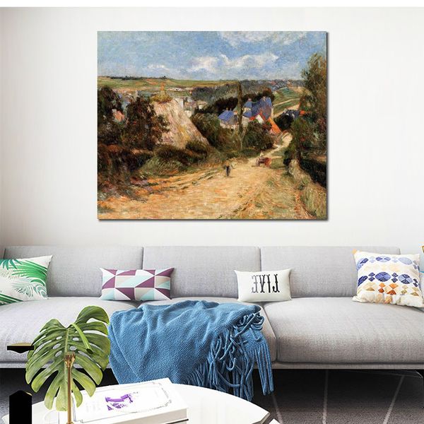 Fine Canvas Art Street in Osny Handmade Paul Gauguin Painting Modern Restaurant Wall Decor