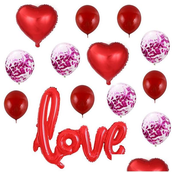 Outros artigos para festas de eventos Balões de látex românticos em forma de coração Balão de folha de amor para o dia dos namorados Decorações de aniversário de casamento Dhrnj