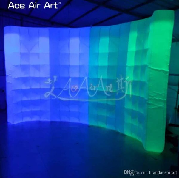 4 m B x 2,1 m H, beleuchtete LED-aufblasbare DJ-Fotohintergrundwand oder Vitrine für Eventwerbung und Unterhaltung