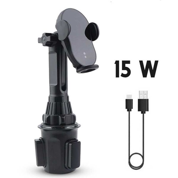 15w QI Wireless Universal Car Cup Phone Holder Ladegerät Halterung Auto Klemmständer Verstellbare Autotelefonhalterung für iPhone