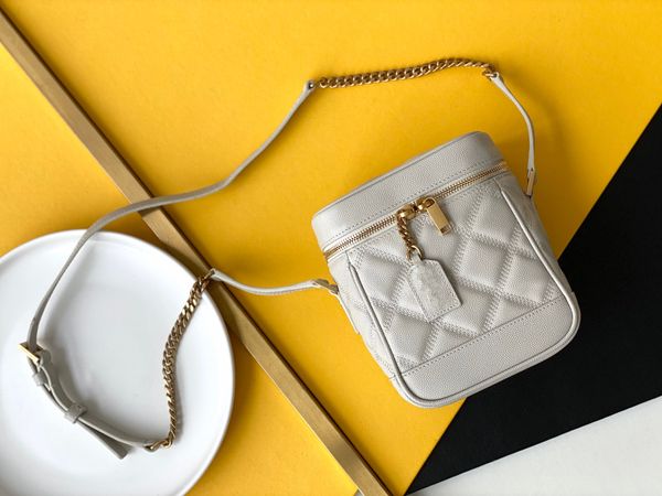 649779 Yeni Kadın Kova Çantası Klasik Lychee Baskı Cowhide Crossbody ile Üst düzey Kaliteli Omuz Çantası Sevimli Şık ve Eğlenceli Ayarlanabilir Omuz Kayışı