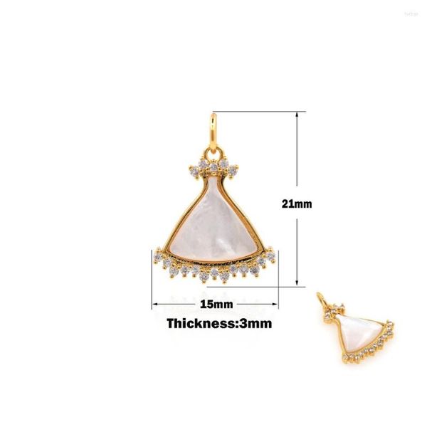 Charms Zircon White Esmalte Wedding Pendant Golden Bridal Dress Colar Pequena Saia Traje DIY Jóias Fazendo Acessórios