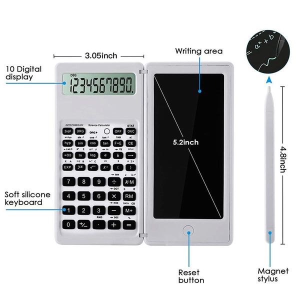 Taschenrechner 10 Digital tragbare LCD -Display -Ingenieurwissenschaftliche Taschenrechner mit Schreiben von Tablet Stift Finanzbuchhaltung Berechnen Sie Tools