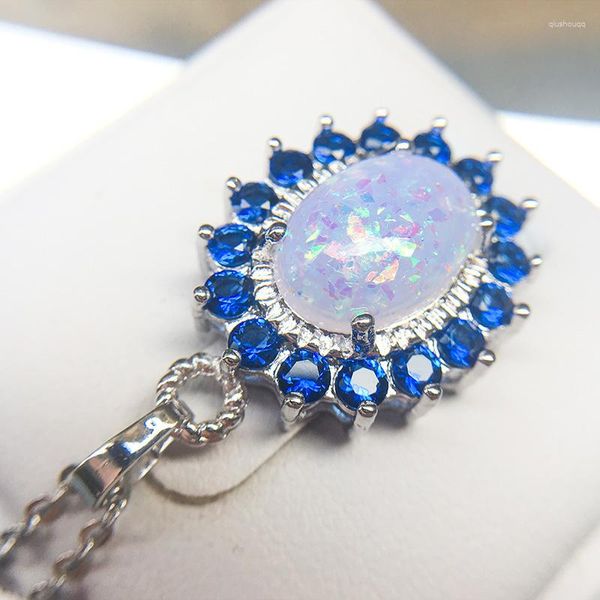 Collane con ciondolo Gioielli di design di lusso Sapphire Vintage Opal Collana per donna Dichiarazione Matrimonio Compleanno Regalo di San Valentino