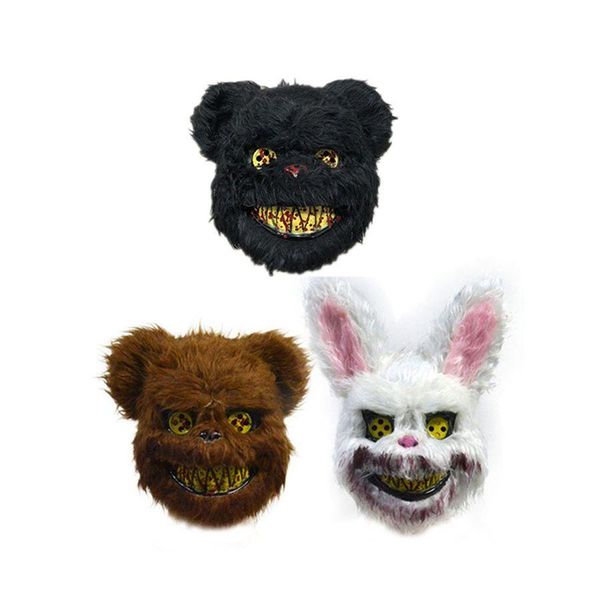 Máscaras de festa Halloween Horror Bloody Killer Rabbit Mask Py Bunny Plush Bear Masque Cosplay Costume Props Xbjk2002 Drop Delivery Home Dhhaz
