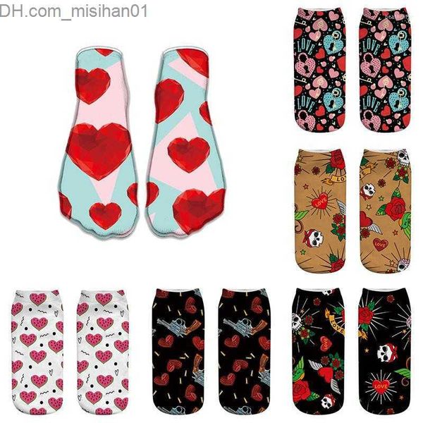 Herrensocken, Herrensocken, kurz, rotes Herz, bedruckt, niedlich, College, frisch, weiblich, weiche Bootssocke, Sommer, Herbst, Mann, Outdoor, glücklich, Z230630