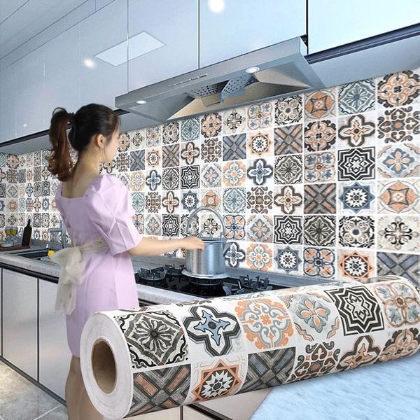 Painel de parede 3D faça você mesmo à prova de óleo cozinha móveis adesivos de parede papel de parede autoadesivo azulejo do banheiro 3D à prova d'água vinil armário papel de parede 230628