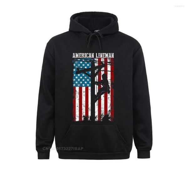 Erkek Hoodies Lineman Amerikan Bayrağı Elektrik Kablosu Vatansever Kapşonlu Kazak Avrupa Erkekler Plaj Giysileri İndirim Tişörtü