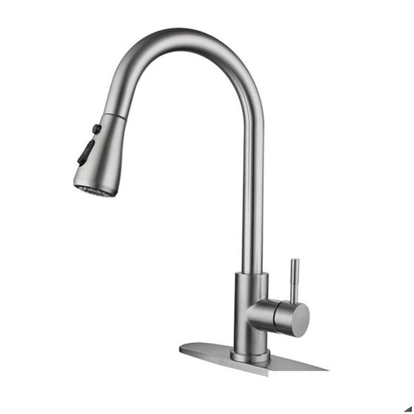 Küchenarmaturen High Arc gebürstet Pl Out Auslauf Wasserhahn Wasserhahn Edelstahl Spüle Mixer mit Sprayer JK2103X5 Drop Lieferung Home Garden Dhtph