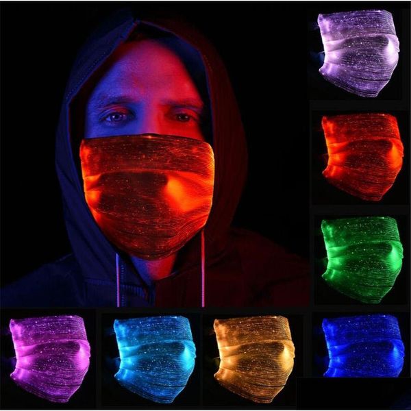 Máscaras de festa 7 cores rosto de led luminoso para festival de natal mascarada rave máscara moda brilhante com filtro drop delivery home ga dhfky