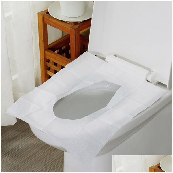 Tampas de assento sanitário 10 unidades/pacote Papel descartável Ers protege germes públicos à prova de bactérias Er para banheiro de viagem Jk2007Xb Drop Delivery Dhtyo