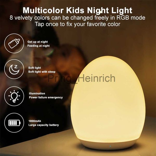 Other Home Decor LED Night Lights USB Rechargeable Egg Shape RGB Pat Light Baby Feeding Sleeping Eye Protection Lamp Outdoor Bar Table Lamp J230629