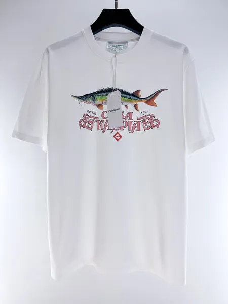 2023 Mens Luxury Designer Shirts T Shirt Man Shirt Tshirts Top Woman Tee 30 estilos de cores padrão de peixe Manga Curta Hip Hop Feminino Casual Masculino Manga Curta Casablanca