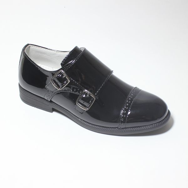 Sneakers Çocuklar Deri Ayakkabı Erkek Kemer Desteği Çift Toka Slaytlar Ayarlanabilir Siyah Resmi Takım Elbise Düğün Sayfası Okul Balo Akıllı 230628
