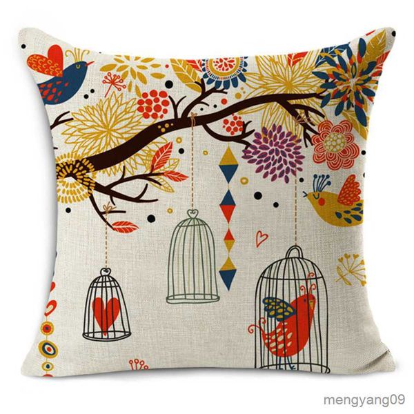 Cushion/Casa decorativa Decorativa Decorativa Parrot Vintage Owls fofos Couch de assento impresso de pássaro R230630