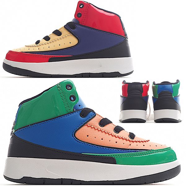2023 Jumpman 2s Basketball Kids Shoes For Boys Girls Children Toddler What The Red Green Blue Orange 2 Sports Trainer Youth Kid Athletic Outdoor Tennis Eur 24-37