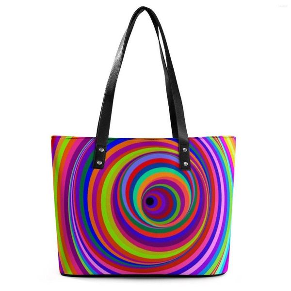 Borse da sera Borse ipnotiche Borsa tote con stampa Vertigo Hole Spalla universitaria moderna Manico superiore Grafica PU Mano in pelle