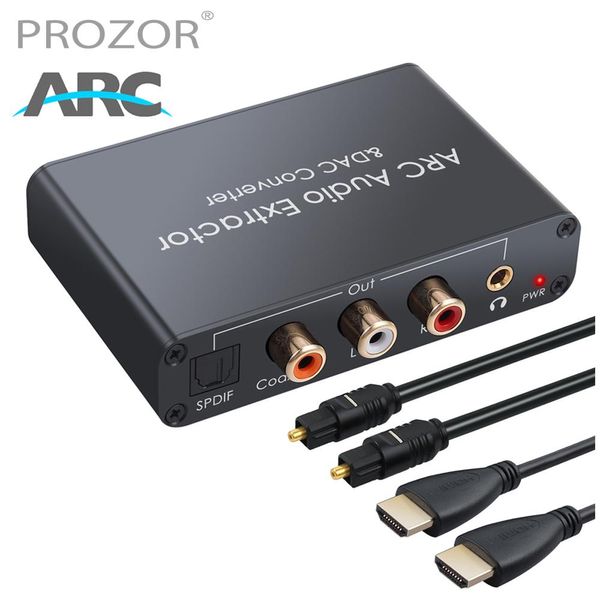 Connectores Prozor DAC Audio Converter HDMicompatible Audio Return Channel Digital to Optical Coaxial para Analógico Adaptador de Áudio de 3,5 mm