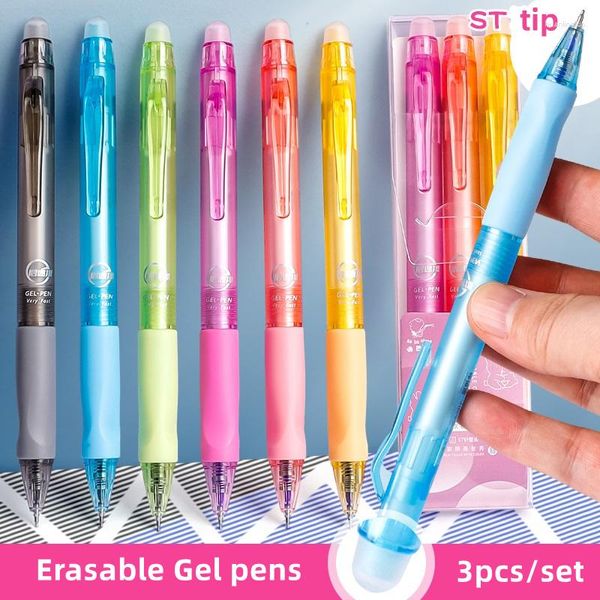 3 stücke Löschbare Gel Stifte Set Transparent Gelee Barrel 0,5mm Kugelschreiber Blau Schwarz Farbe Tinte Für Schreiben Schule büro A7246