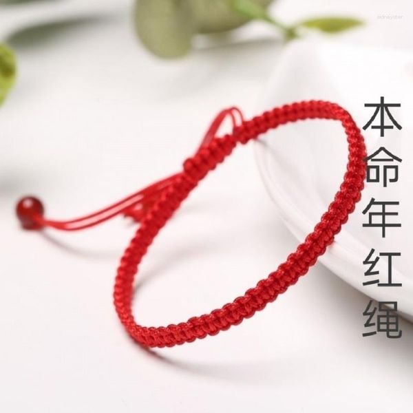 Charm-Armbänder, Glücksbringer, rotes Seil, Unisex, handgebunden, Retro-Studenten-Handarbeitsarmband, fertiges Produkt, verstellbares und handgefertigtes DIY-Zubehör