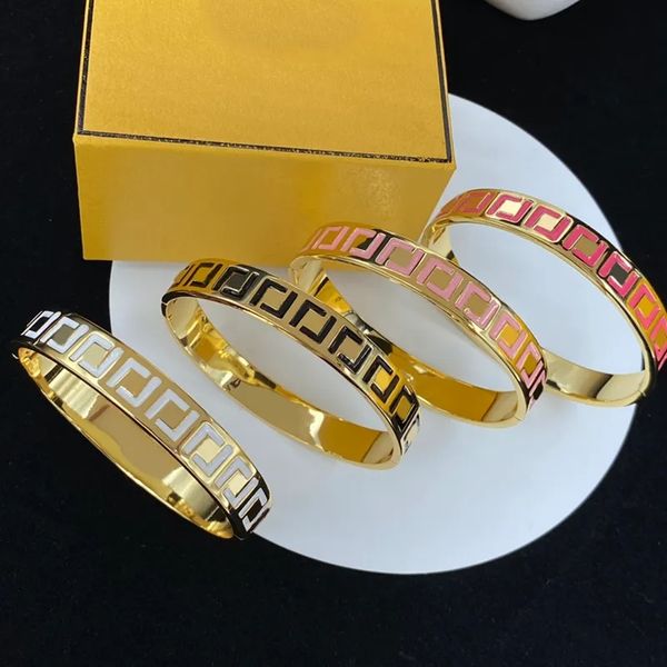 Pulseira de designer de moda para mulheres pulseiras de ouro masculinas pulseiras de bloqueio de luxo designer de joias letra F Cuff acessórios de moda presente com caixa