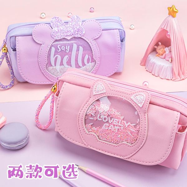 Bolsas Bolsas de grande capacidade Case de caneta para meninas para meninas Adorável gato Candy Color Rays Pouch Organizer Stationery School Supplies in