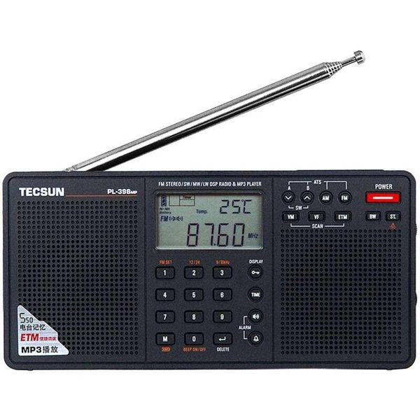 Lettori Tecsun Pl398mp Radio stereo Portatil Am Fm Sintonizzazione digitale a banda intera con Etm Ats Dsp Ricevitore doppio altoparlante Lettore Mp3