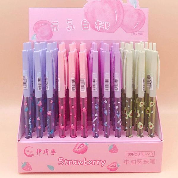 Canetas 60 PCs/lote kawaii abacate pêssego caneta caneta de morango fofa canetas escolar de escritório escrendo suprimentos de papelaria presente