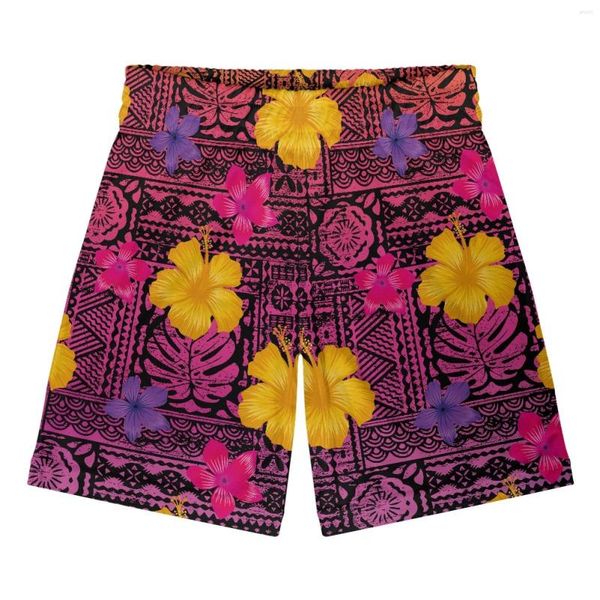 Shorts Masculino Polinésia Tribal Samoa Totem Tatuagem Samoa Impressões Basquete Masculino Color Patchwork Solto Corrida Esporte Ginásio Malha Respirável