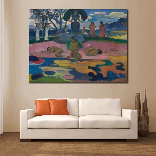 Impressionista Paisagem Canvas Art Day of The God Mahana No Atua Ii Paul Gauguin Pinturas Handmade High Quality Home Decor