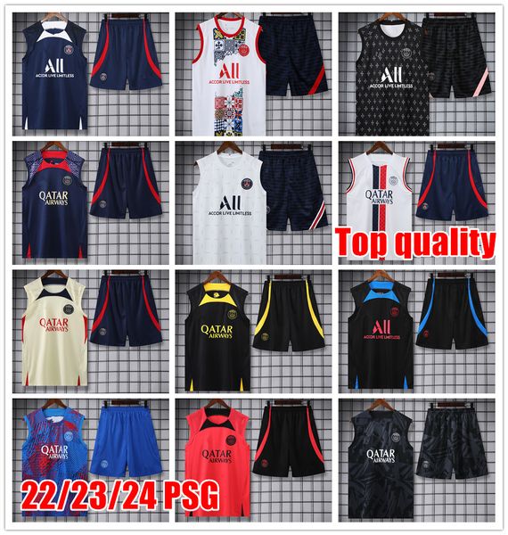 2023 PSGs Trainingsanzug Fußballtrikots Weste Herren Trainingsanzug ShortS Anzug 23 24 NEU Paris Sportswear Fußballtrikot Kit Uniform Chandal Sweatshirt Pullover Set Top