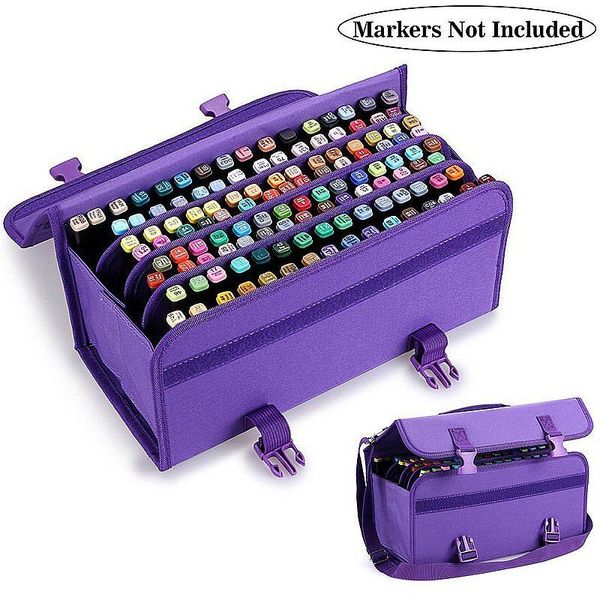 Marker 120 slot di grande capacità pieghevole marcatore pieghevole penna art segnalini per la borsa di stoccaggio durevole box di stoccaggio della cassetta della cassetta