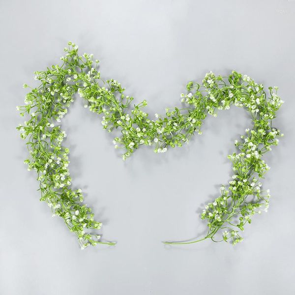 Fiori decorativi 175 cm Artificiale Baby Breath Vines String Decorazione di nozze Ghirlanda fai da te Arco Falso Gypsophila Vite Festa all'aperto Casa