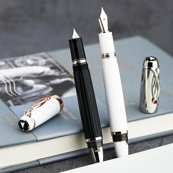 Pens Moonman X1 Penna stilografica a portata retrattabile Penna inchiostro Iridium EF 0,38 mm Short White/Black Writing Gift Office Business School Penna