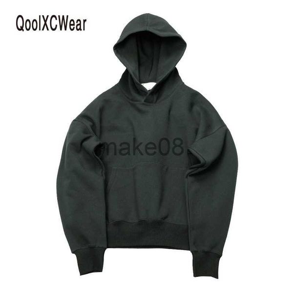 Мужские толстовки Толстовки QoolXCWear хорошего качества хорошие толстовки в стиле хип-хоп с флисом ТЕПЛАЯ зимняя мужская толстовка с капюшоном swag сплошной оливковый пуловер J230629