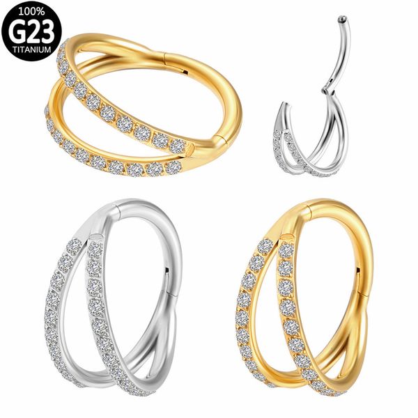 Nabelklingelknopfringe G23 16G Scharniersegment-Nasenring Cz Septum Clicker Hoop Labret Ohr Tragus Knorpel Daith Helix Piercing Schmuck 230628