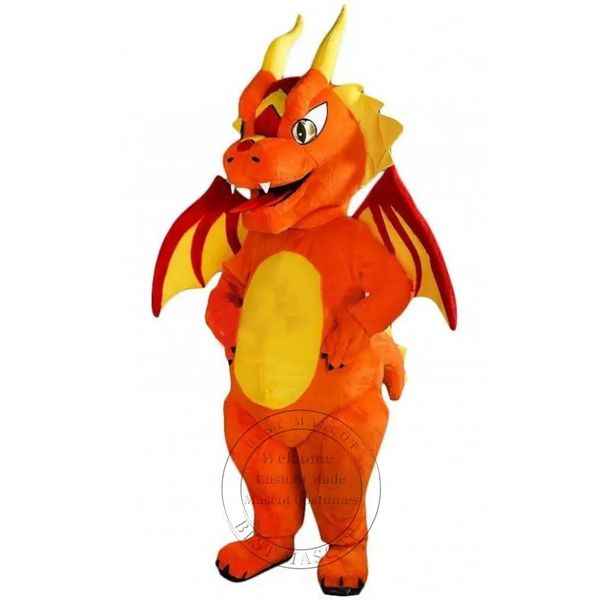 Costume arancione della mascotte del drago di vendite calde Costume di natale del vestito operato di tema del mostro del drago