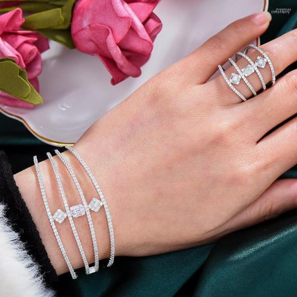 Halskette Ohrringe Set GODKI Luxus Trendy Breites Armband Armband Ring Für Frauen Hochzeit Engagement Dubai Parure Bijoux 2023