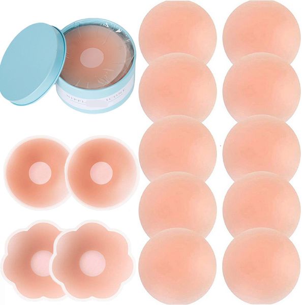 Almofada de seios 12 peças com caixa de silicone protetor de mamilo invisível sutiã pastéis adesivos reutilizáveis adesivos verão mulher lingerie 230628