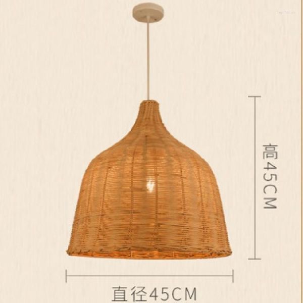 Lâmpadas pendentes retrô gaiola de bambu luzes led modernas criativas decoração de casa artesanal lâmpada pendurada para sala de estar quarto restaurante